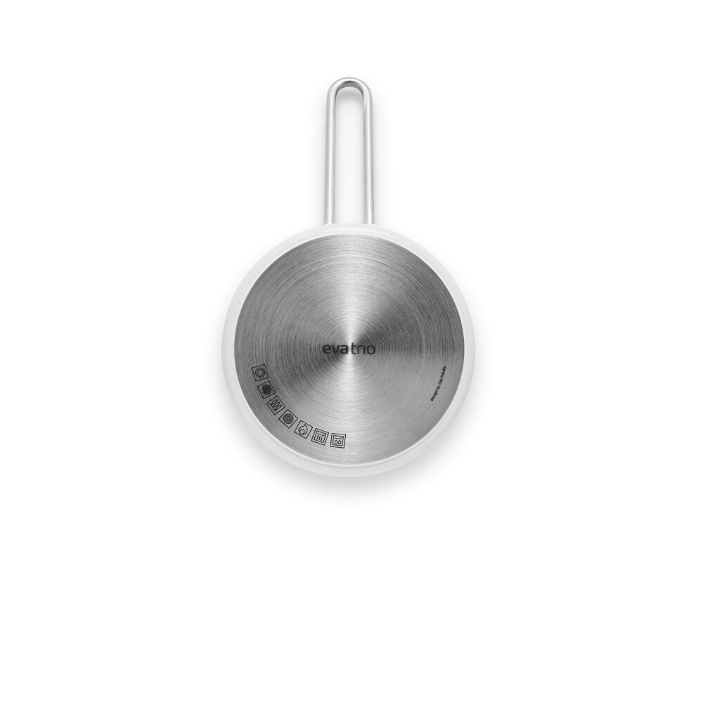 Eva Trio White Line Kasserolle, Kochtopf, Induktionsgeeignet, Aluminium, Edelstahl, Keramik Beschichtung, White, 1.8 L, 266618
