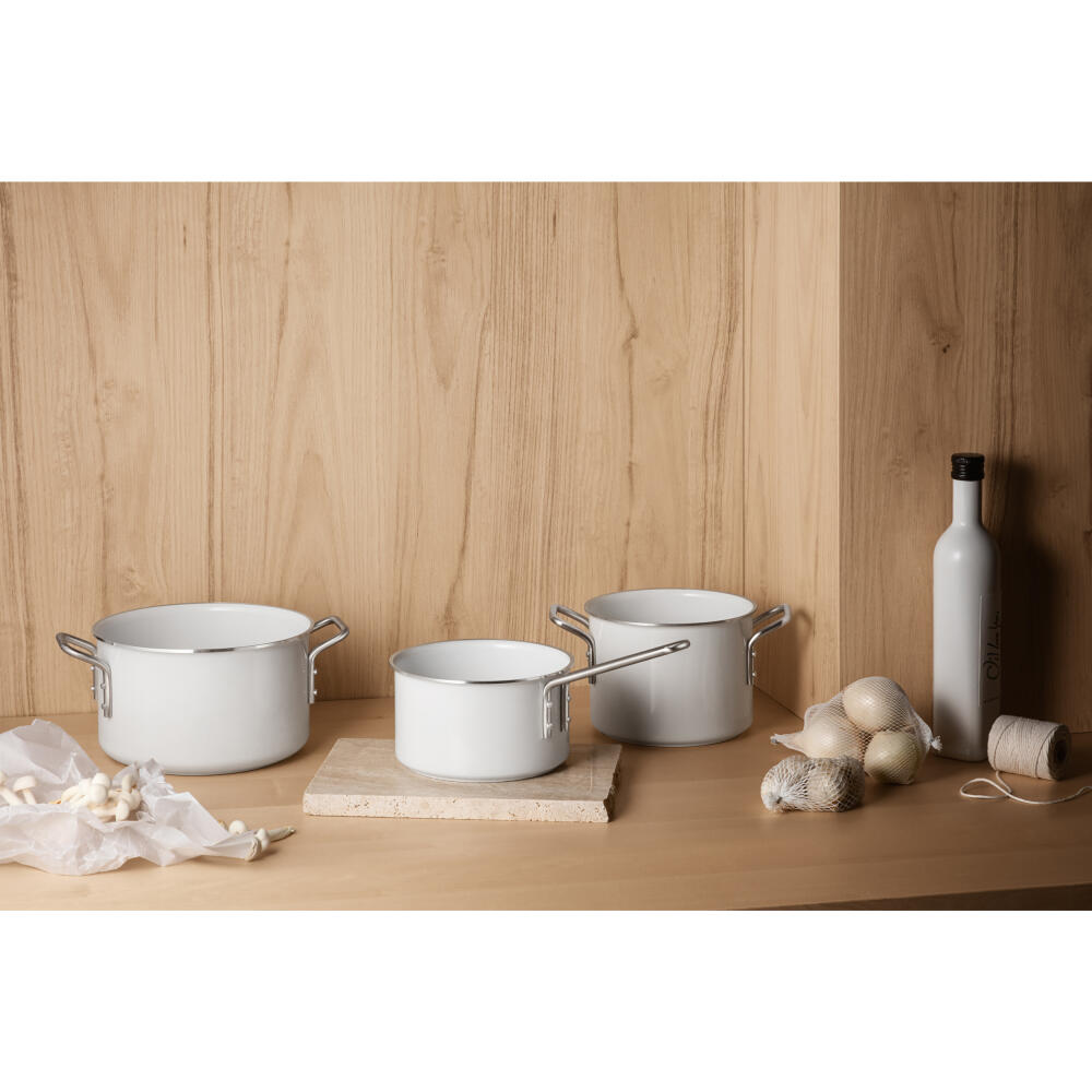 Eva Trio White Line Kasserolle, Kochtopf, Induktionsgeeignet, Aluminium, Edelstahl, Keramik Beschichtung, White, 1.8 L, 266618
