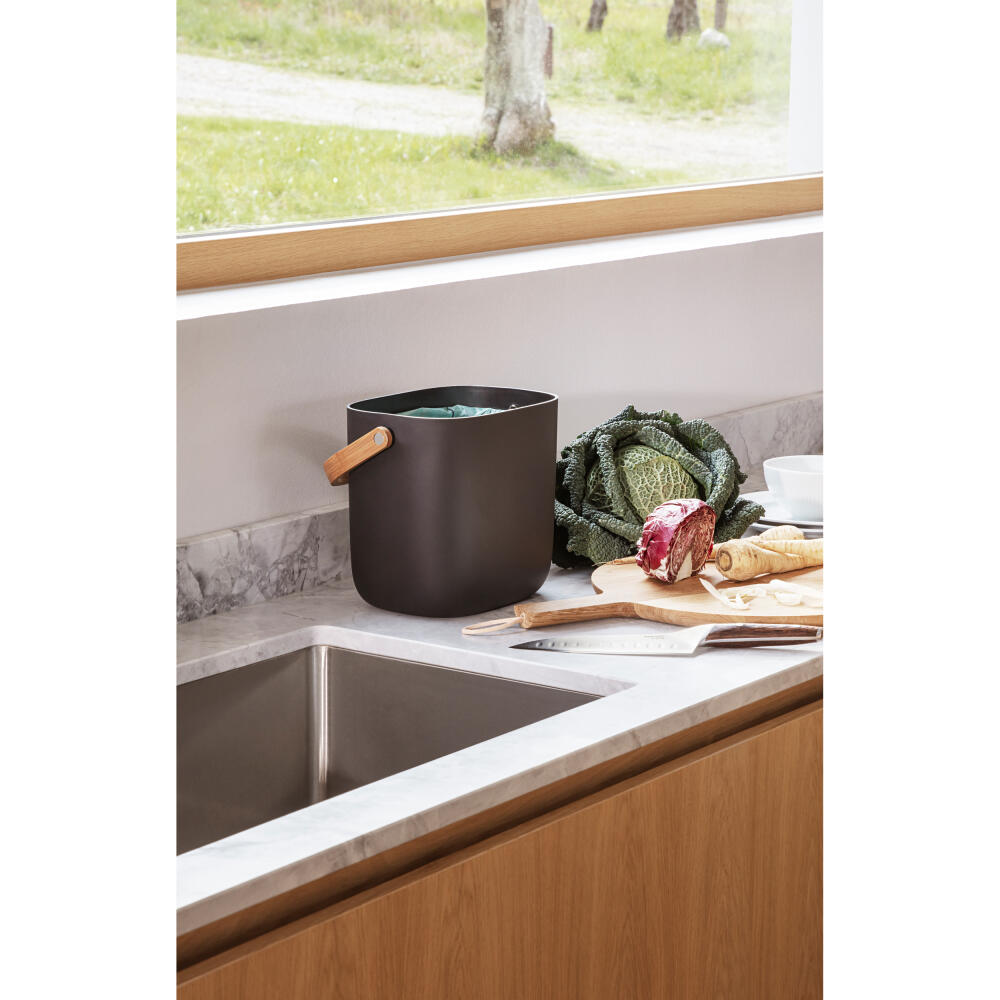 Eva Solo Abfallsortierbehälter Reflect, Mülleimer, Kunststoff, Bambus, Black, 6 L, 537777