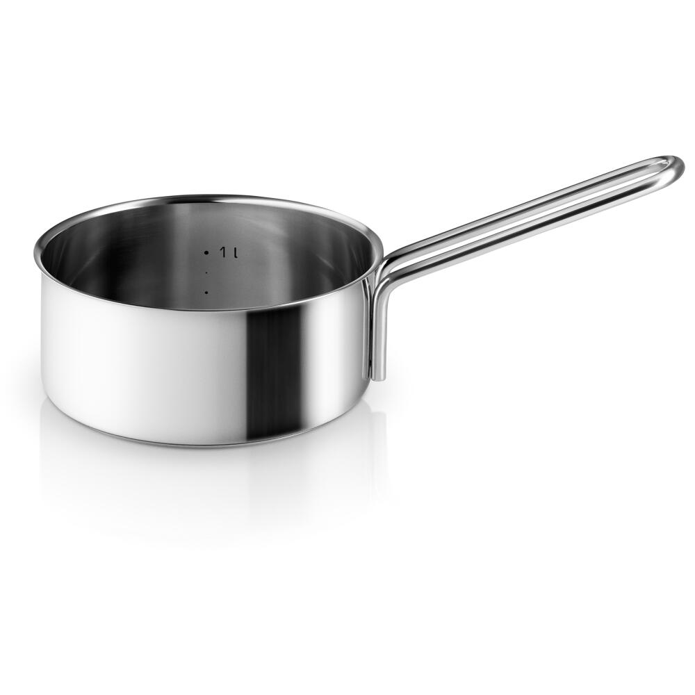 Eva Trio Stainless Steel Stielkasserolle, Kochtopf, Induktionsgeeignet, Aluminium, Edelstahl, Polished Steel, 1.3 L, 302413