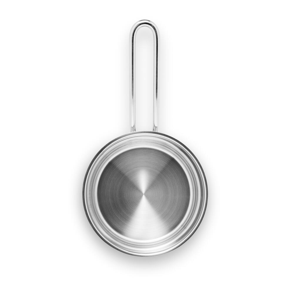 Eva Trio Stainless Steel Stielkasserolle, Kochtopf, Induktionsgeeignet, Aluminium, Edelstahl, Polished Steel, 1.3 L, 302413