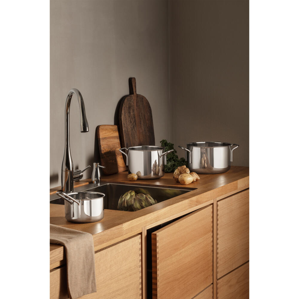 Eva Trio Stainless Steel Topf, Kochtopf, Induktionsgeeignet, Aluminium, Edelstahl, Polished Steel, 2.2 L, 302422