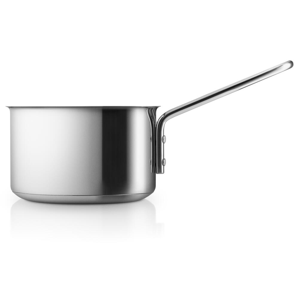 Eva Trio Stainless Steel Kasserolle, Kochtopf, Induktionsgeeignet, Aluminium, Edelstahl, Keramik Beschichtung, Polished Steel, 1.1 L, 312411