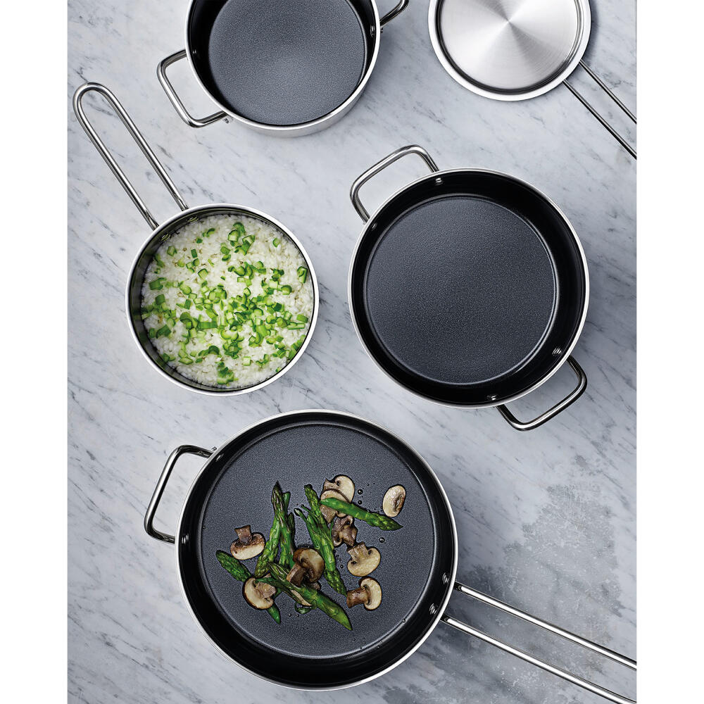 Eva Trio Stainless Steel Topf, Kochtopf, Induktionsgeeignet, Aluminium, Edelstahl, Keramik Beschichtung, Polished Steel, 4.8 L, 312448