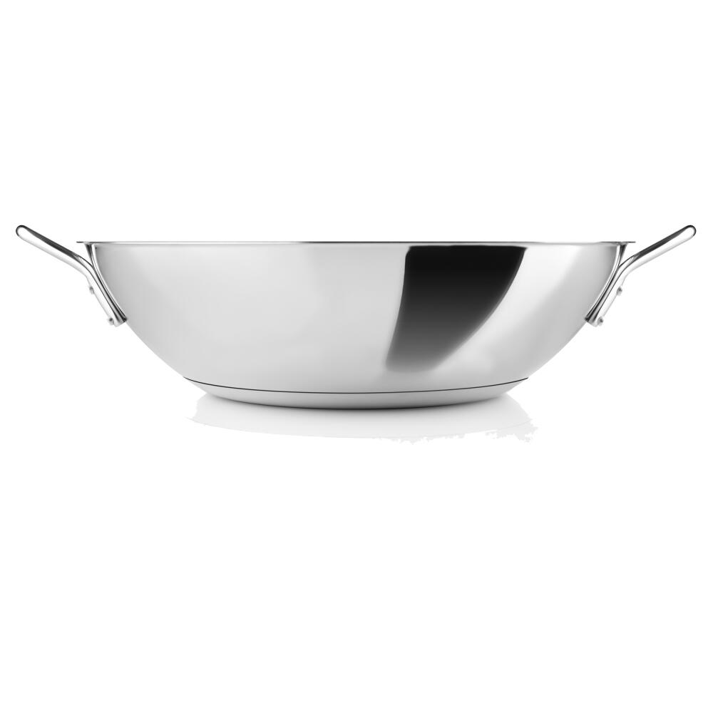 Eva Trio Stainless Steel Wok, Pfanne, Induktionsgeeignet, Aluminium, Edelstahl, Keramik Beschichtung, Polished Steel, 5 L, 312450