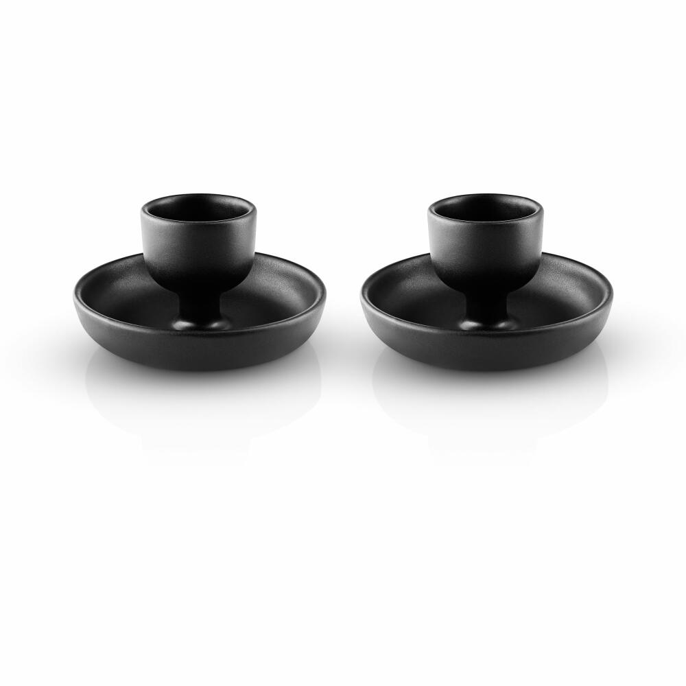Eva Solo Eierbecher Nordic Kitchen 2er Set, Steinzeug, Schwarz, 11 cm, 512711