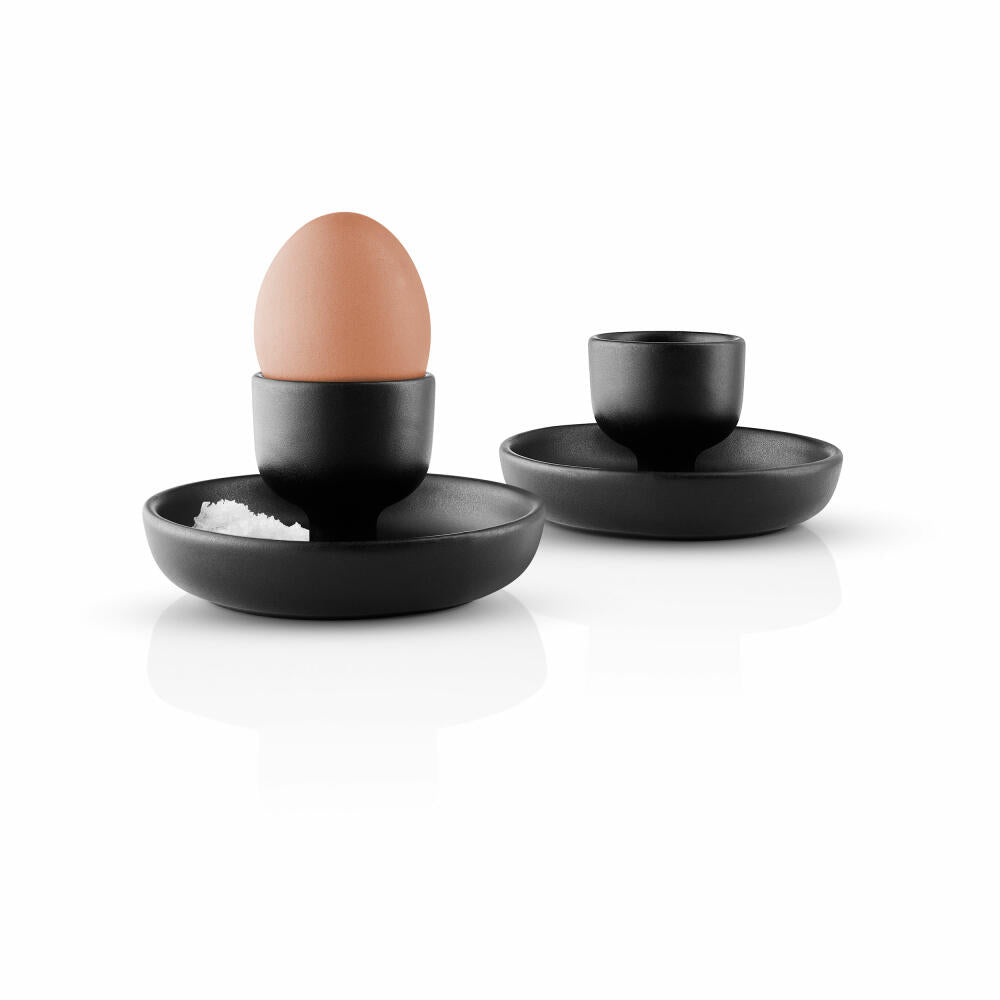 Eva Solo Eierbecher Nordic Kitchen 2er Set, Steinzeug, Schwarz, 11 cm, 512711