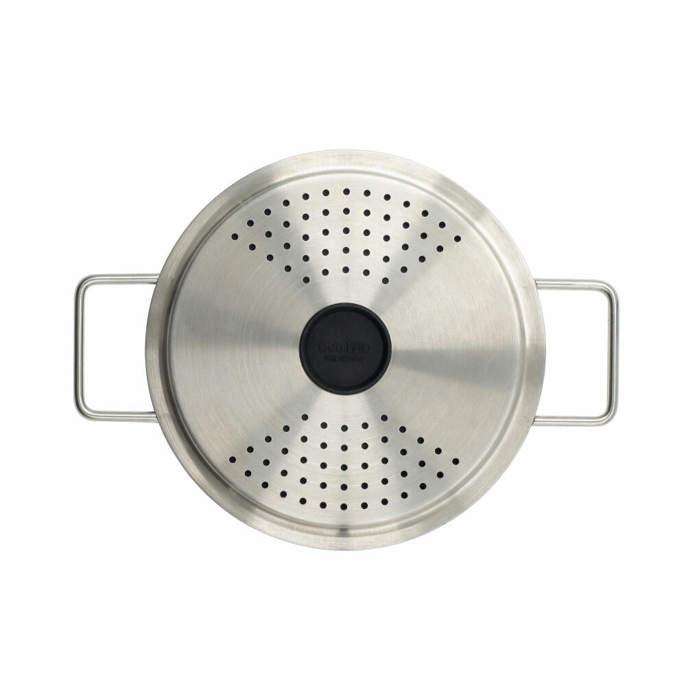 Eva Solo Abgießdeckel, Topfdeckel, Edelstahl, Schwarz, Silberfarben, 16 cm, 303016