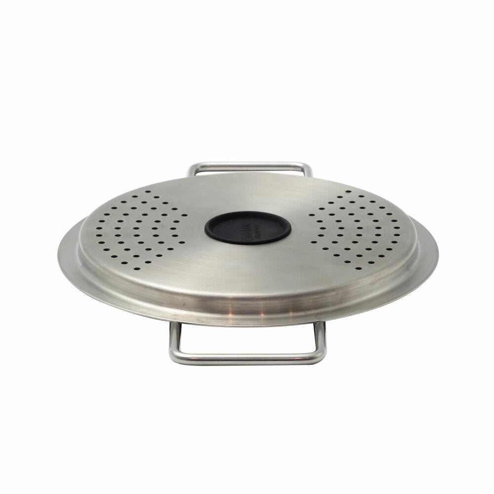 Eva Solo Abgießdeckel, Topfdeckel, Edelstahl, Schwarz, Silberfarben, 16 cm, 303016