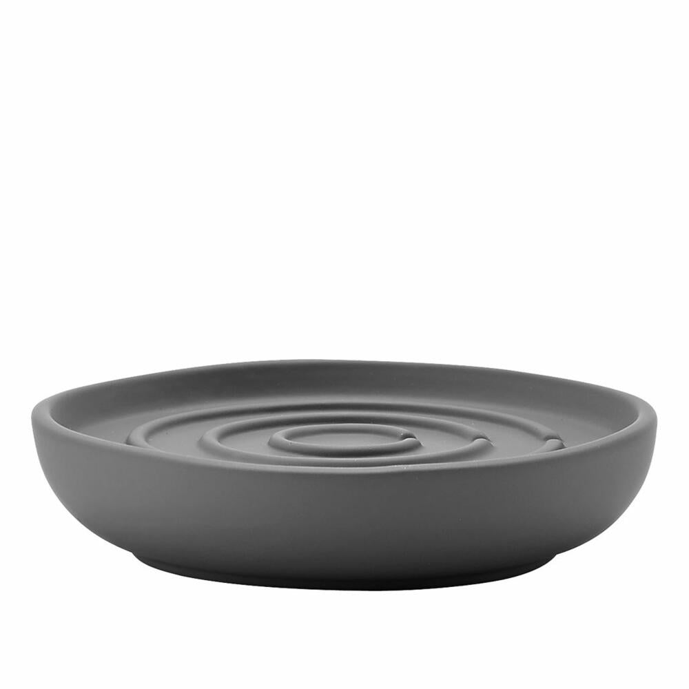 Zone Denmark Soap Dish Nova, Soap Tray, Soap Holder, Porcelain, Grey, Ø 11 cm, 330107