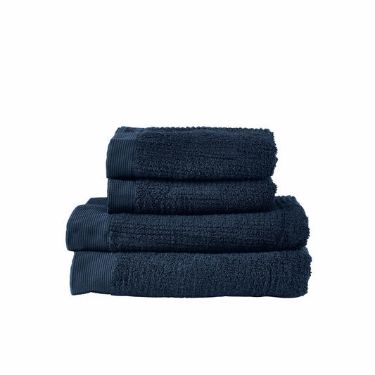 Zone Denmark Handtuch Classic 4er Set Dark Blue, 100% Baumwolle, Blau, 50 x 100 / 70 x 140 cm, 331889