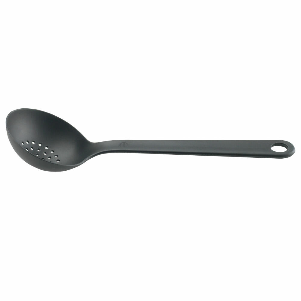 Eva Solo Schöpflöffel mit Löchern, Schöpfkelle, Suppenkelle, Kelle, Schaumkelle, Suppenlöffel, Schwarz, Kunststoff, 28 cm, 118611