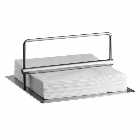 Stelton napkin holder, 19 x 19cm, designer napkin container, stainless steel, 486