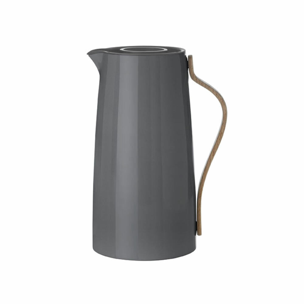 Stelton Emma Kaffeeisolierkanne, Thermokanne, Edelstahl mit Buchengriff, Dunkelgrau, 1.2 L, X-200-1