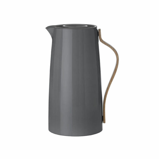 Stelton Emma Kaffeeisolierkanne, Thermokanne, Edelstahl mit Buchengriff, Dunkelgrau, 1.2 L, X-200-1