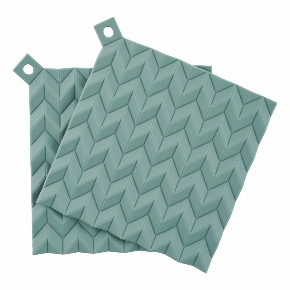 Rig-Tig HOLD-ON pot holders, set of 2, pot holders, heat protection, oven holders, silicone, dusty green, 20.5 cm, Z00208-2