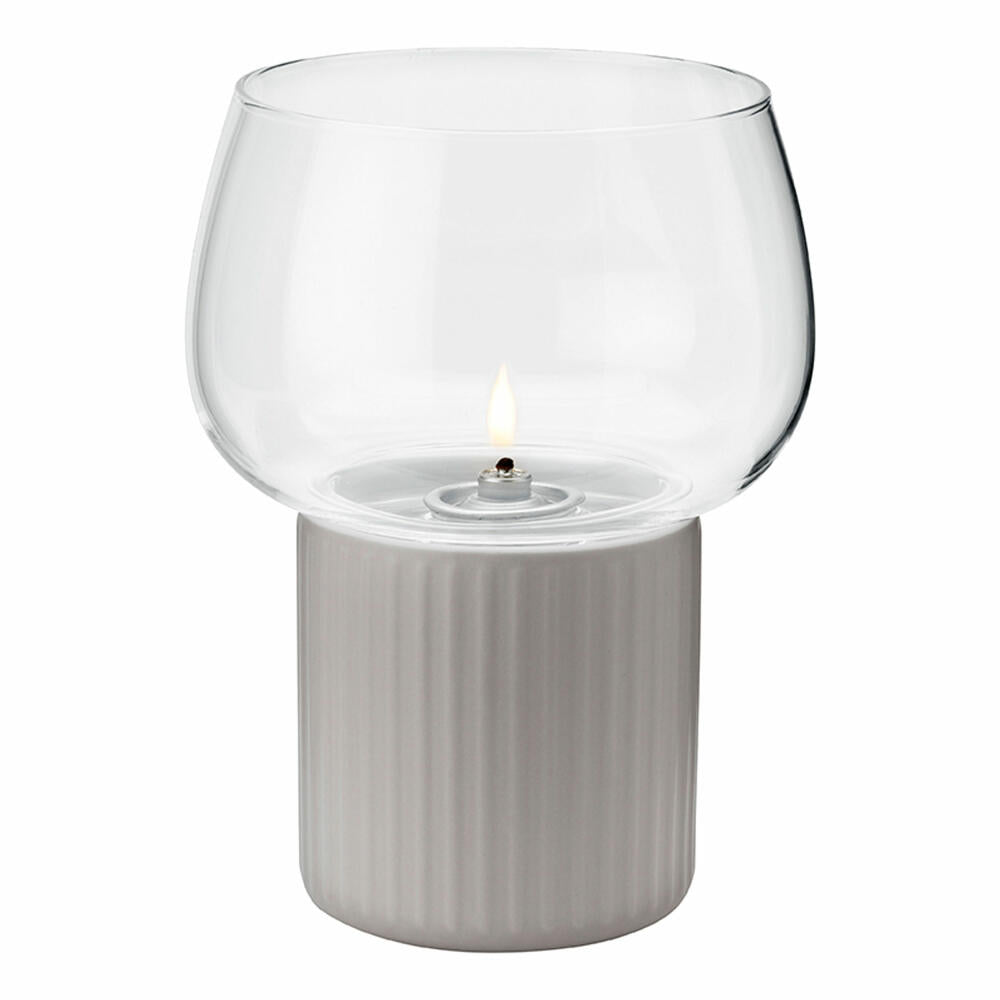 Rig-Tig Windlicht Hygge Hurricane, Kerzenhalter, Borosilikatglas, Keramik, Grey, H 16 cm, Z00137-2