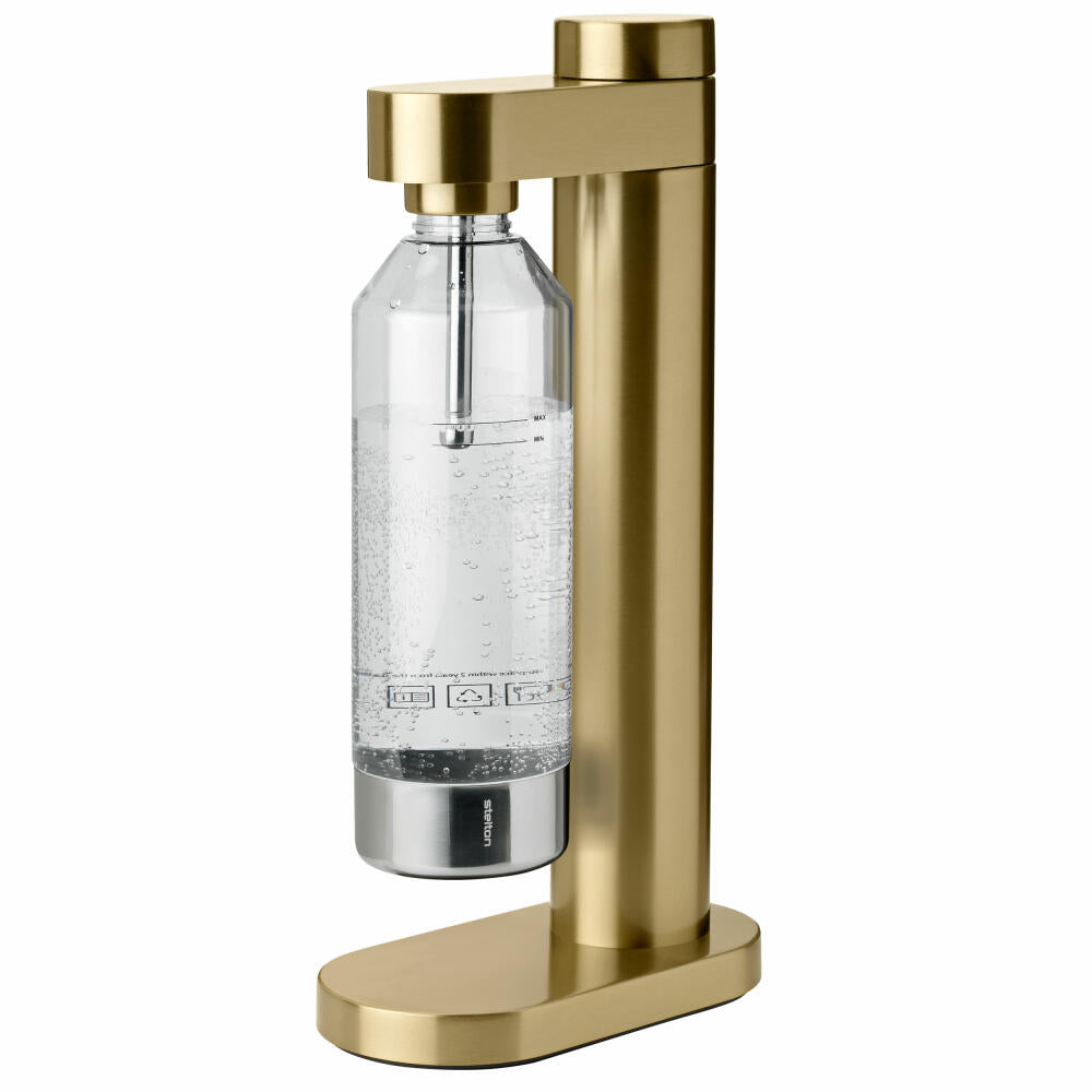 Stelton water carbonator Brus, for carbonated drinks, stainless steel, plastic, Brushed Brass, 2100-3