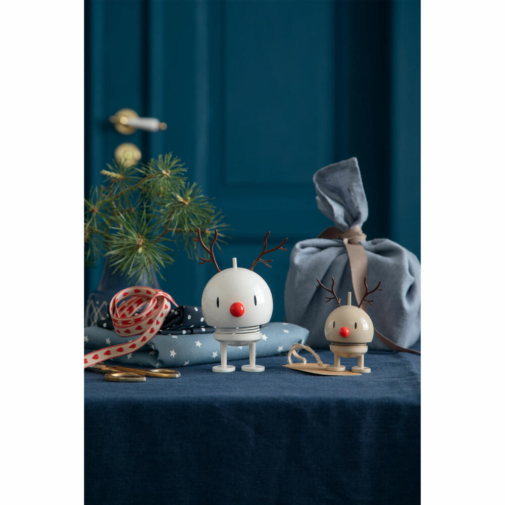 Hoptimist Medium Reindeer, Wobble Figure, Wobble Figure, Christmas, Decoration Idea, Decoration, Plastic, White, 26180