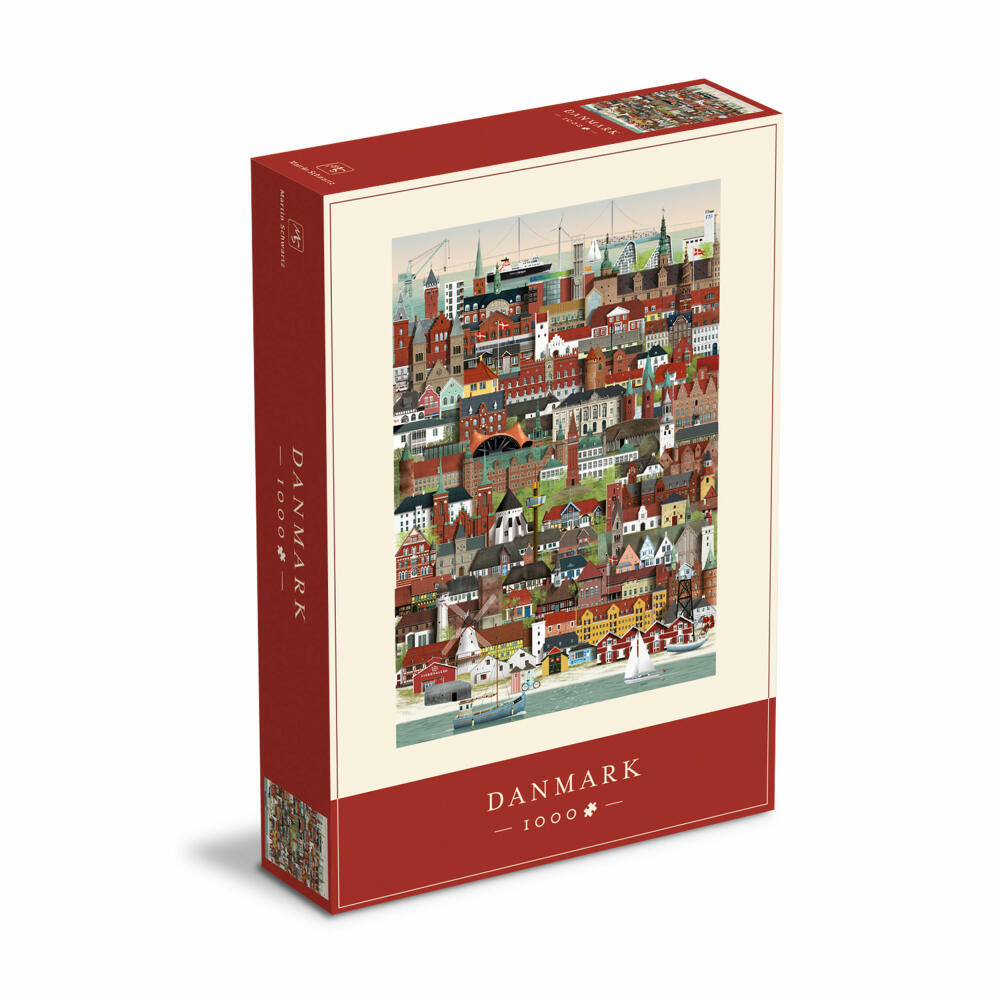 Martin Schwartz Puzzle Denmark / Danmark, City Puzzle Denmark, 50 x 70 cm, 1000 pieces, MS0600