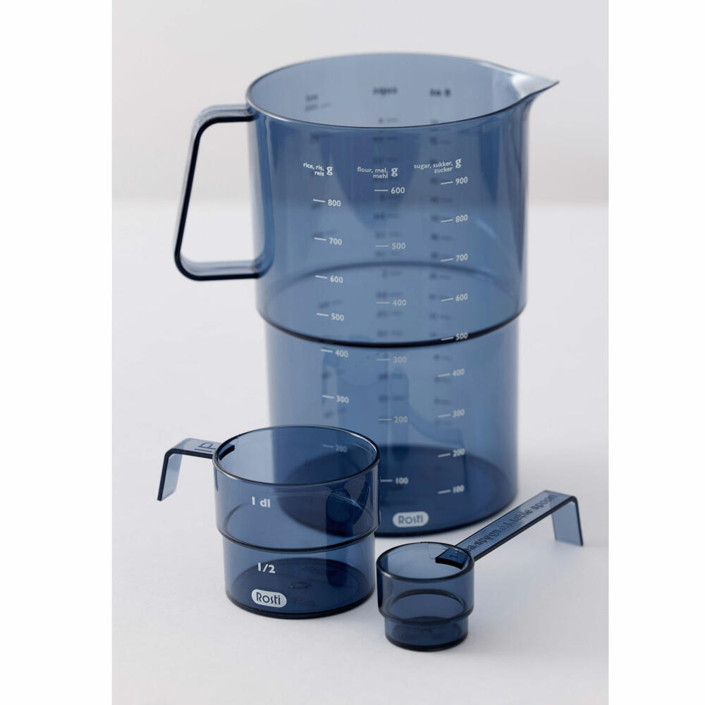Rosti measuring cup Mensura, measuring jug, measuring cup, SAN plastic, Dusty Blue, 1 L, 25299