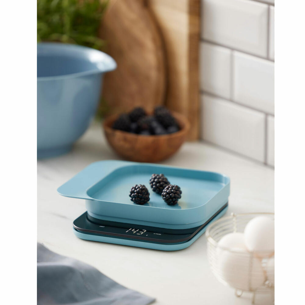 Rosti kitchen scale Mensura, gram scale, ABS plastic, Dusty Blue, up to 10 kg, 25685
