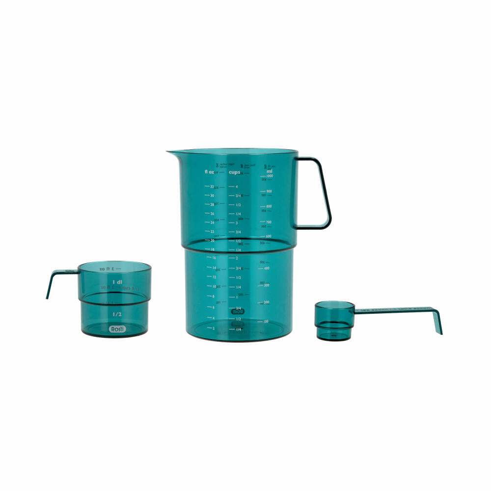 Rosti measuring set Mensura 3-piece, 2 measuring cups, measuring spoon, SAN plastic, Nordic Green, 25895