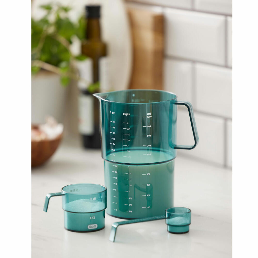 Rosti measuring set Mensura 3-piece, 2 measuring cups, measuring spoon, SAN plastic, Nordic Green, 25895