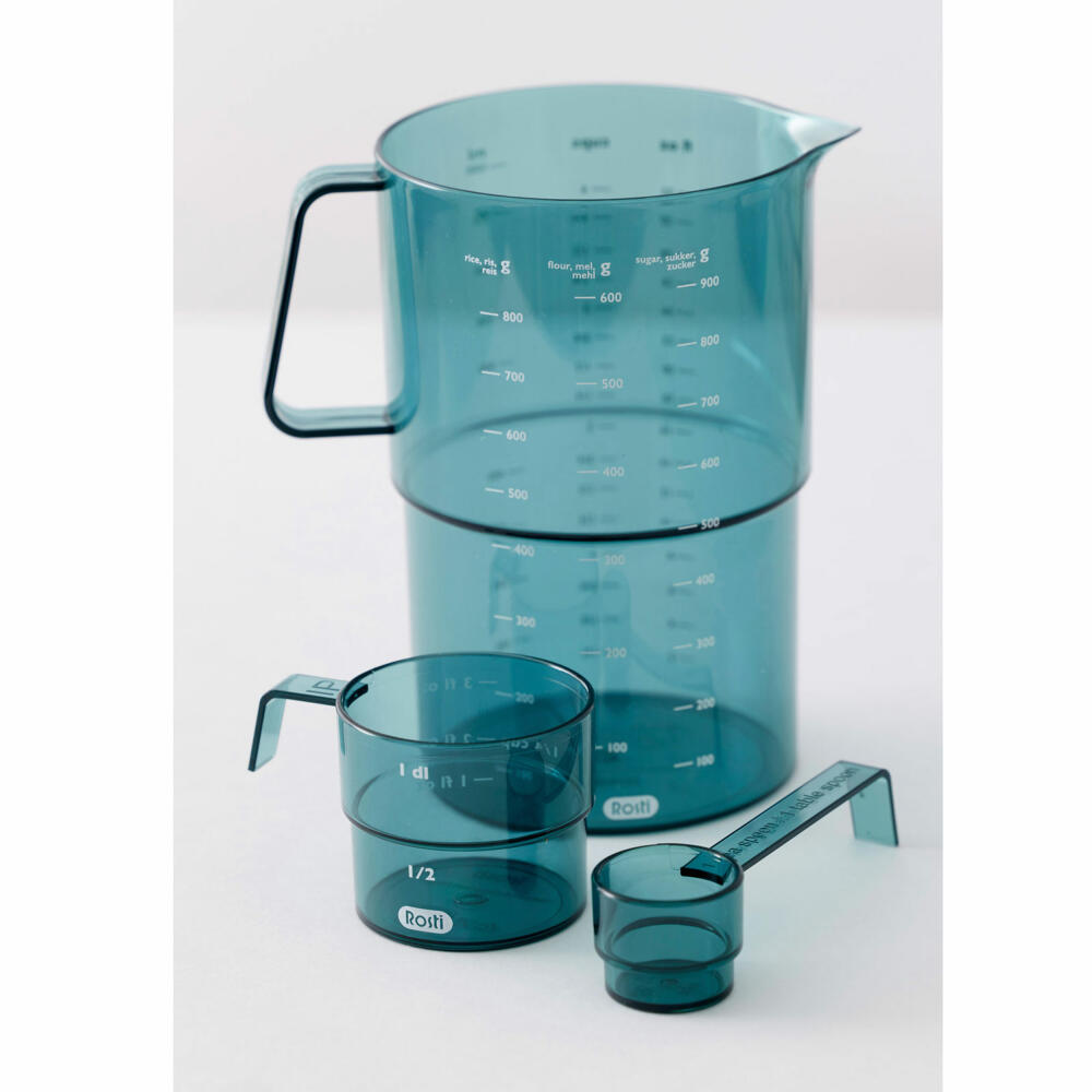 Rosti measuring set Mensura 3-piece, 2 measuring cups, measuring spoon, SAN plastic, Nordic Green, 25895