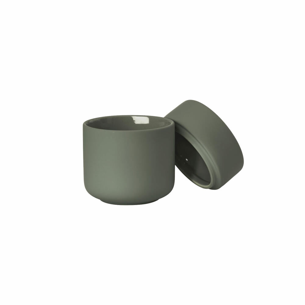Zone Denmark Jar with Lid Ume, Ceramic Container, Storage Jar, Bathroom, Stoneware, Olive Green, 26438
