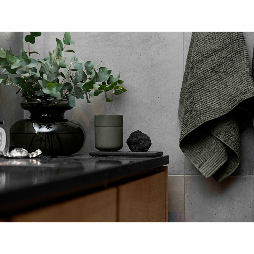 Zone Denmark Jar with Lid Ume, Ceramic Container, Storage Jar, Bathroom, Stoneware, Olive Green, 26438