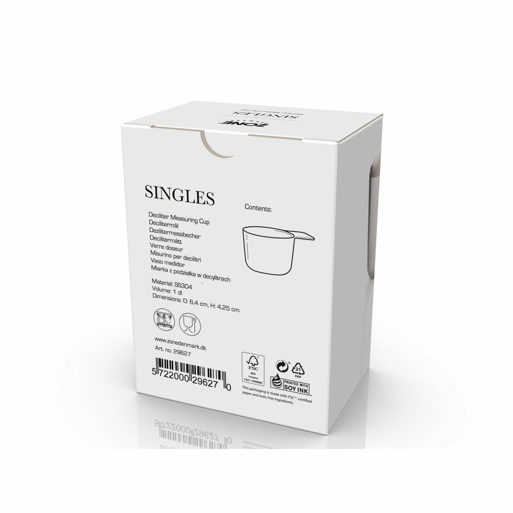 Zone Denmark Deziliter-Messbecher Singles, Edelstahl, Silberfarben, 100 ml, 29627