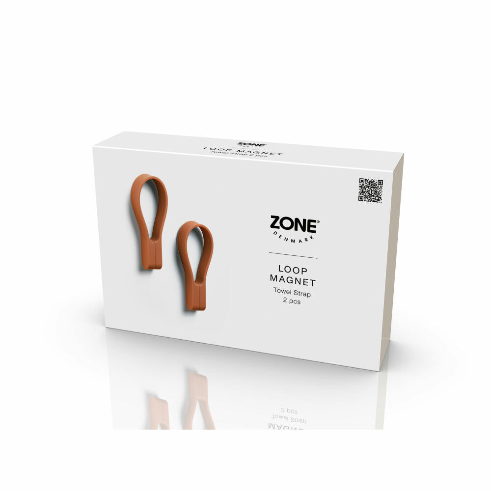 Zone Denmark Handtuchhalter Loop Magnet Terracotta 2er Set, Silikon, Rot, 31997