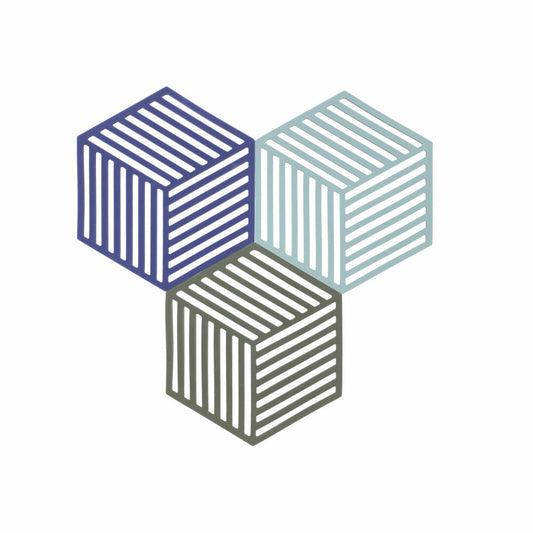Zone Denmark Untersetzer Hexagon 3er Set Indigo Blue Fog Olive Taupe, Silikon, Bunt, 16 x 14 cm, 32703