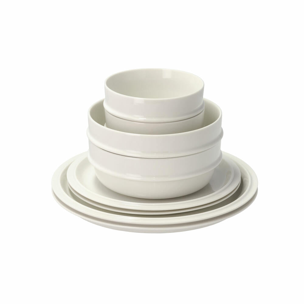 Zone Denmark Geschirr-Set Eau 8-tlg., Teller, Schalen, Porzellan, Weiß, 33085