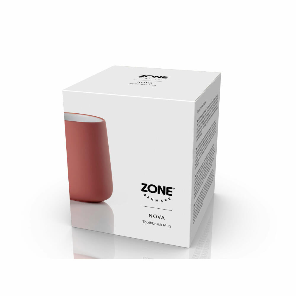 Zone Denmark Zahnbürstenbecher Nova Peach Red, Zahnputzbecher, Porzellan, Rot, 33295