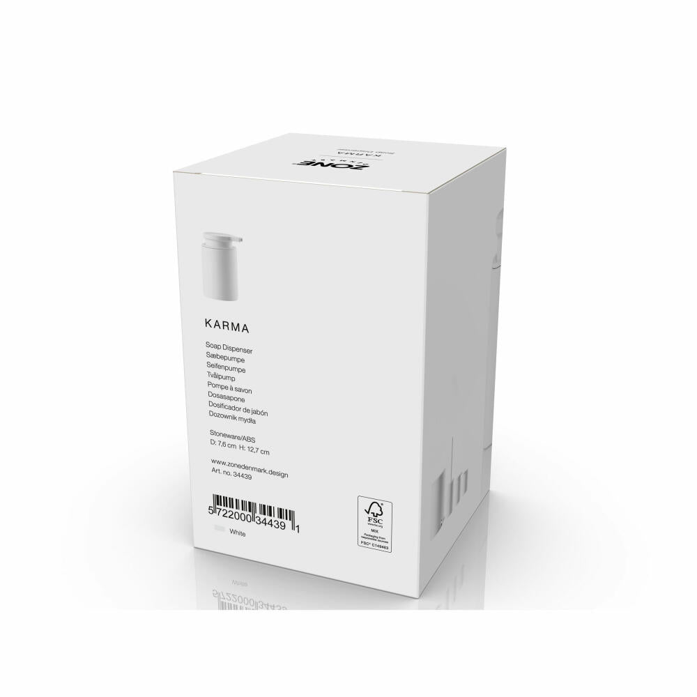 Zone Denmark Seifenspender Karma White, Steinzeug, ABS, Weiß, 250 ml, 34439