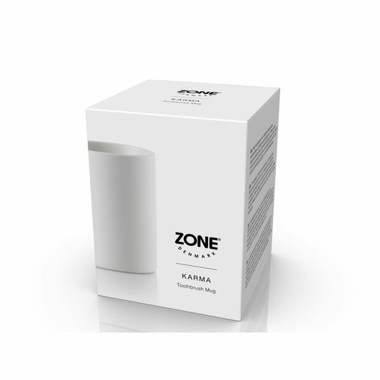 Zone Denmark Zahnbürstenbecher Karma White, Zahnbürstenhalter, Steinzeug, Weiß, 34440