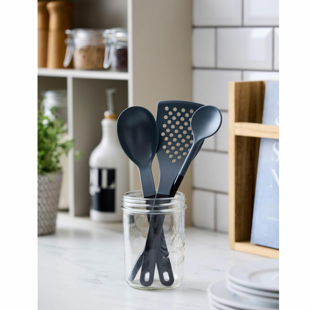 Rosti Küchenhelfer-Set New Optima 3-tlg., Kochlöffel, Pfannenwender, Nylon, Schwarz, 34587