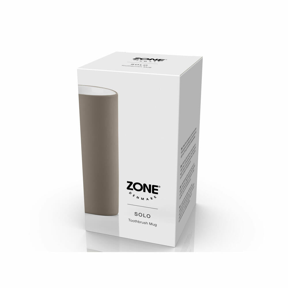 Zone Denmark Zahnbürstenbecher Solo Taupe, Zahnbürstenhalter, Porzellan, Braun, 34781