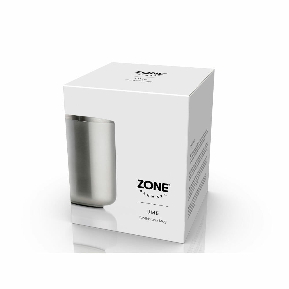 Zone Denmark Zahnbürstenbecher Ume Stahl, Zahnbürstenhalter, Edelstahl, Silberfarben, 34789