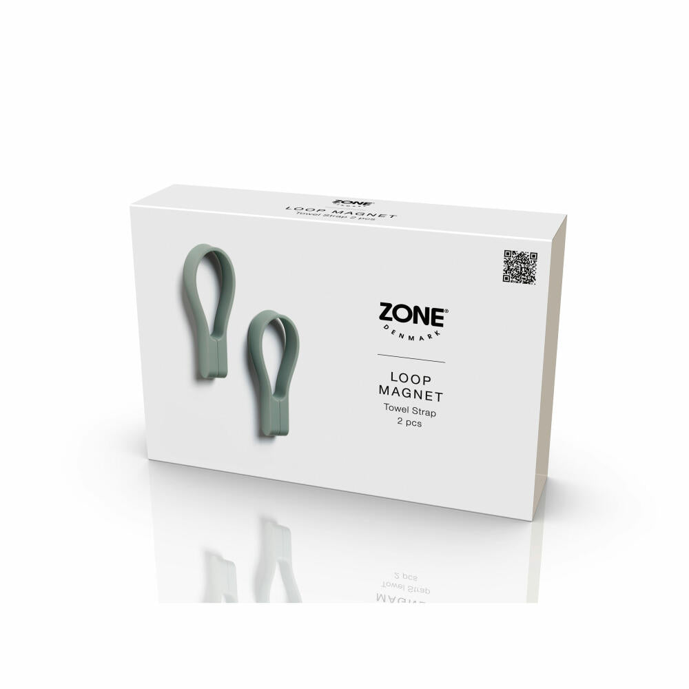 Zone Denmark Handtuchhalter Loop Magnet 2er Set Matcha Green, Silikon, Grün, 34872