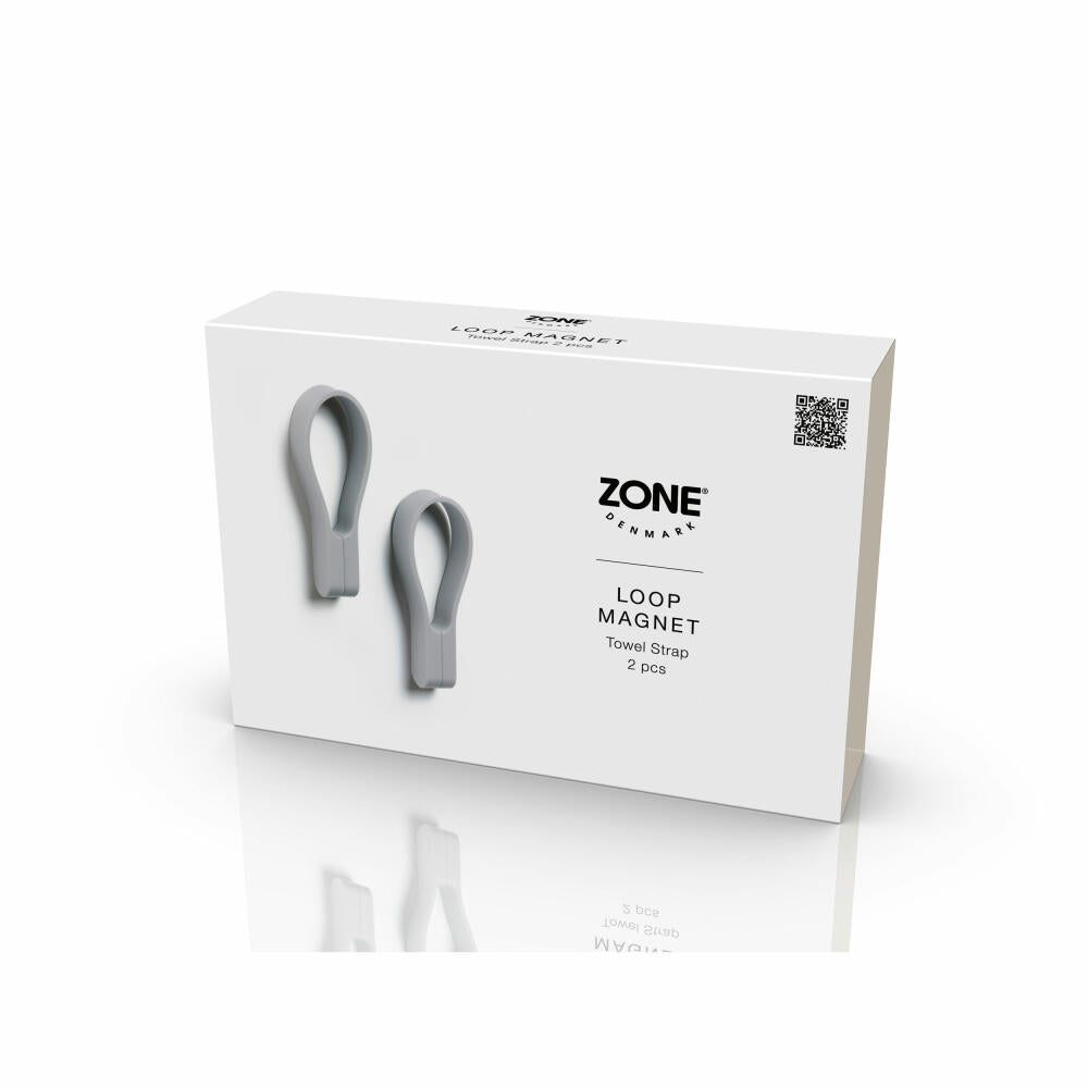 Zone Denmark Handtuchhalter Loop Magnet 2er Set Gull Grey, Silikon, Grau, 34873