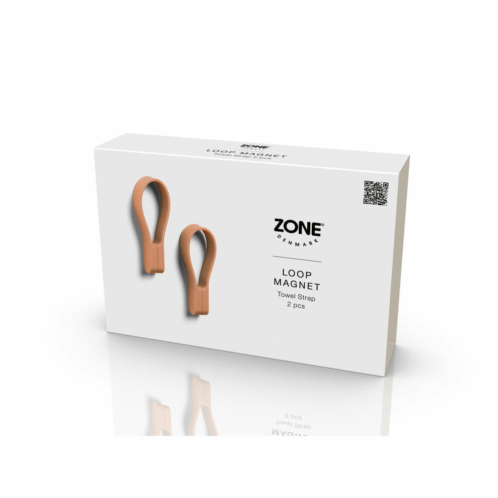 Zone Denmark Handtuchhalter Loop Magnet 2er Set Mandarine, Silikon, Orange, 34876