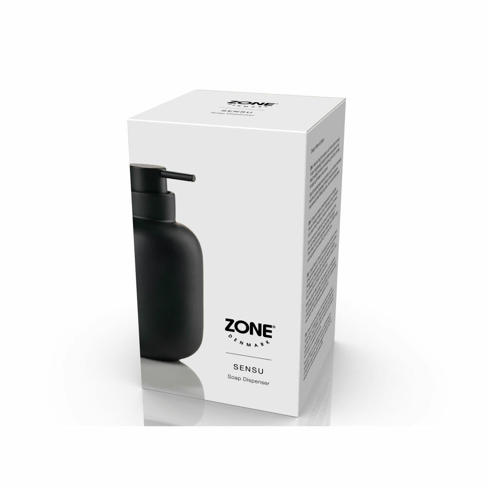 Zone Denmark Seifenspender Sensu Black, Steinzeug, ABS, Schwarz, 300 ml, 34924