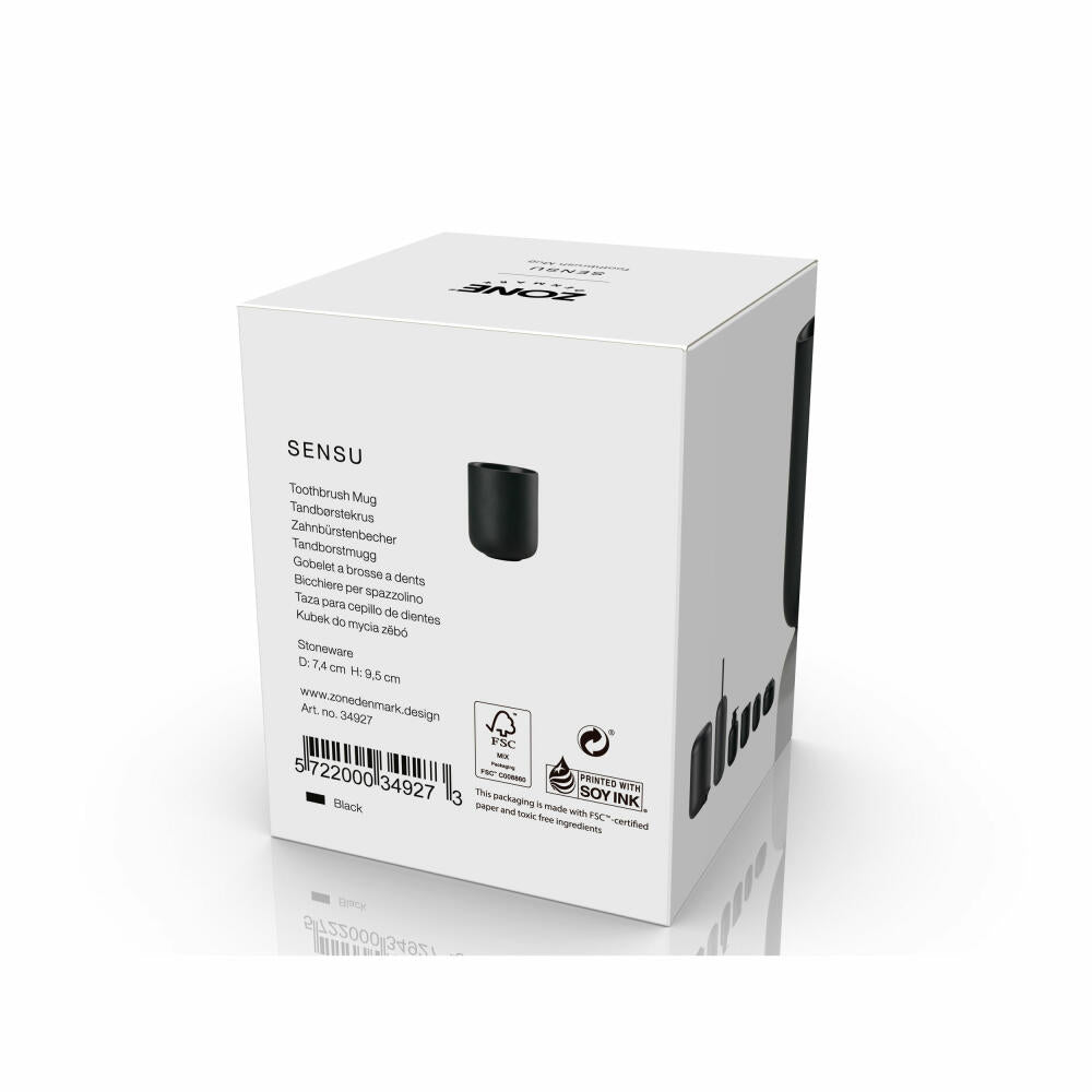 Zone Denmark Zahnbürstenbecher Sensu Black, Zahnbürstenhalter, Steinzeug, Schwarz, 34927