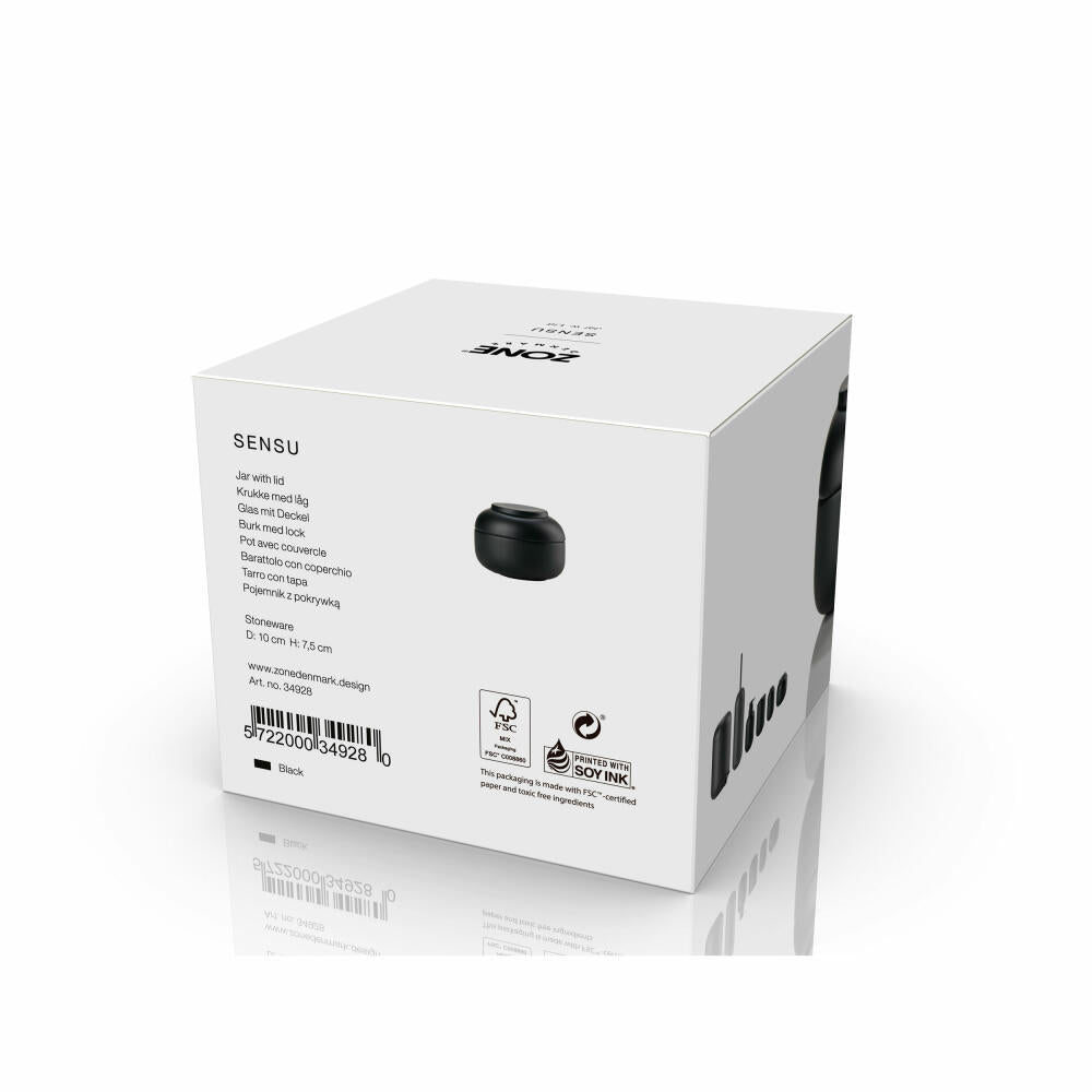 Zone Denmark Aufbewahrungsdose Sensu Black, Steinzeug, Schwarz, 10 x 7.5 cm, 34928