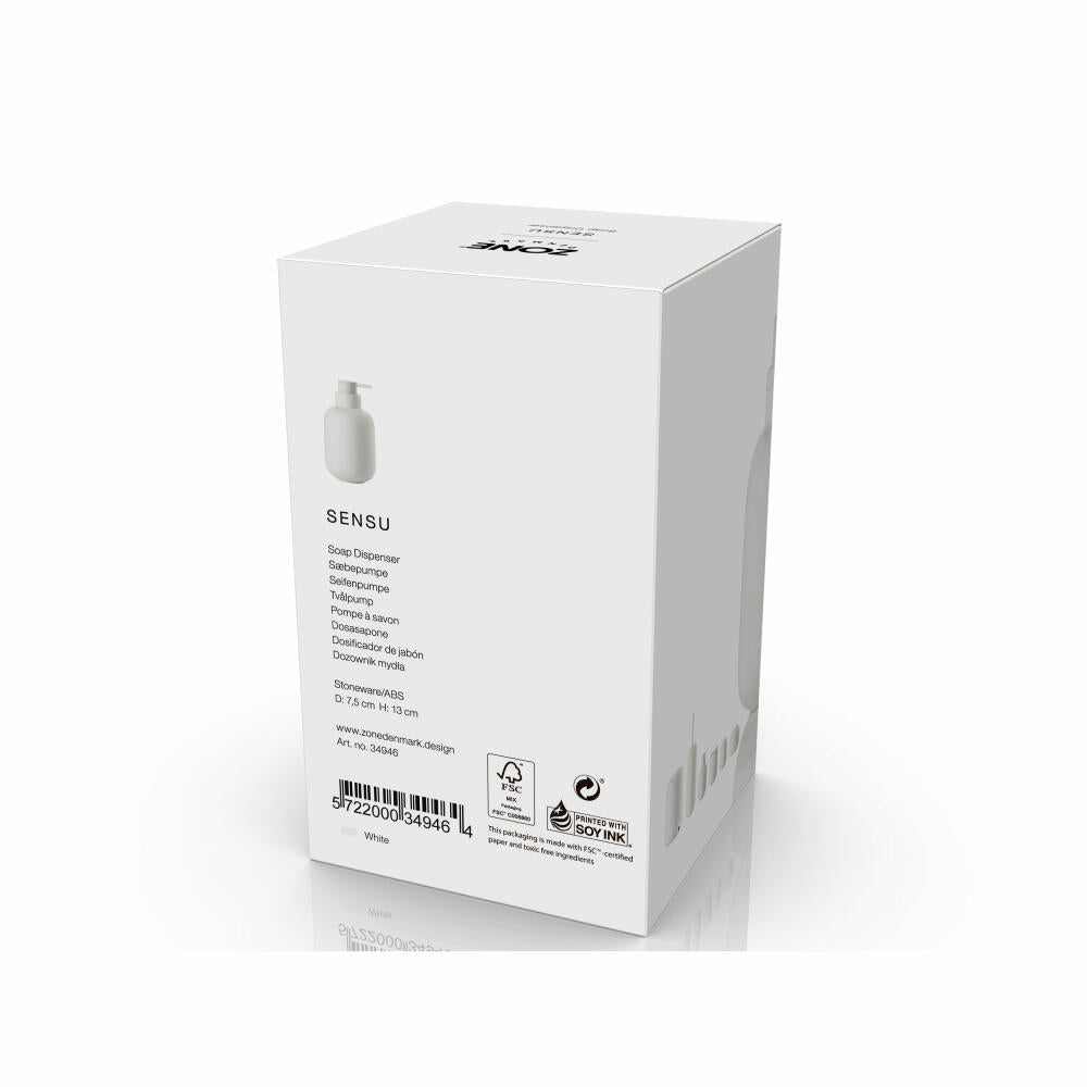 Zone Denmark Seifenspender Sensu White, Steinzeug, ABS, Weiß, 300 ml, 34946