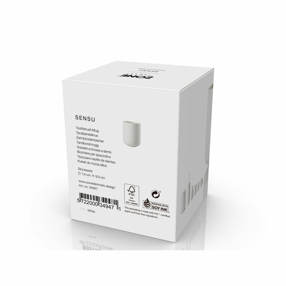 Zone Denmark Zahnbürstenbecher Sensu White, Zahnbürstenhalter, Steinzeug, Weiß, 34947