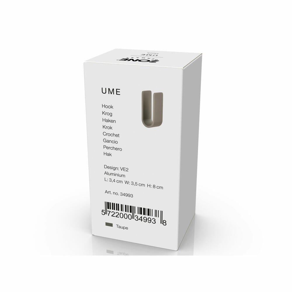 Zone Denmark Haken Ume Taupe, Handtuchhaken, Aufhängung, Aluminium, Braun, 34993